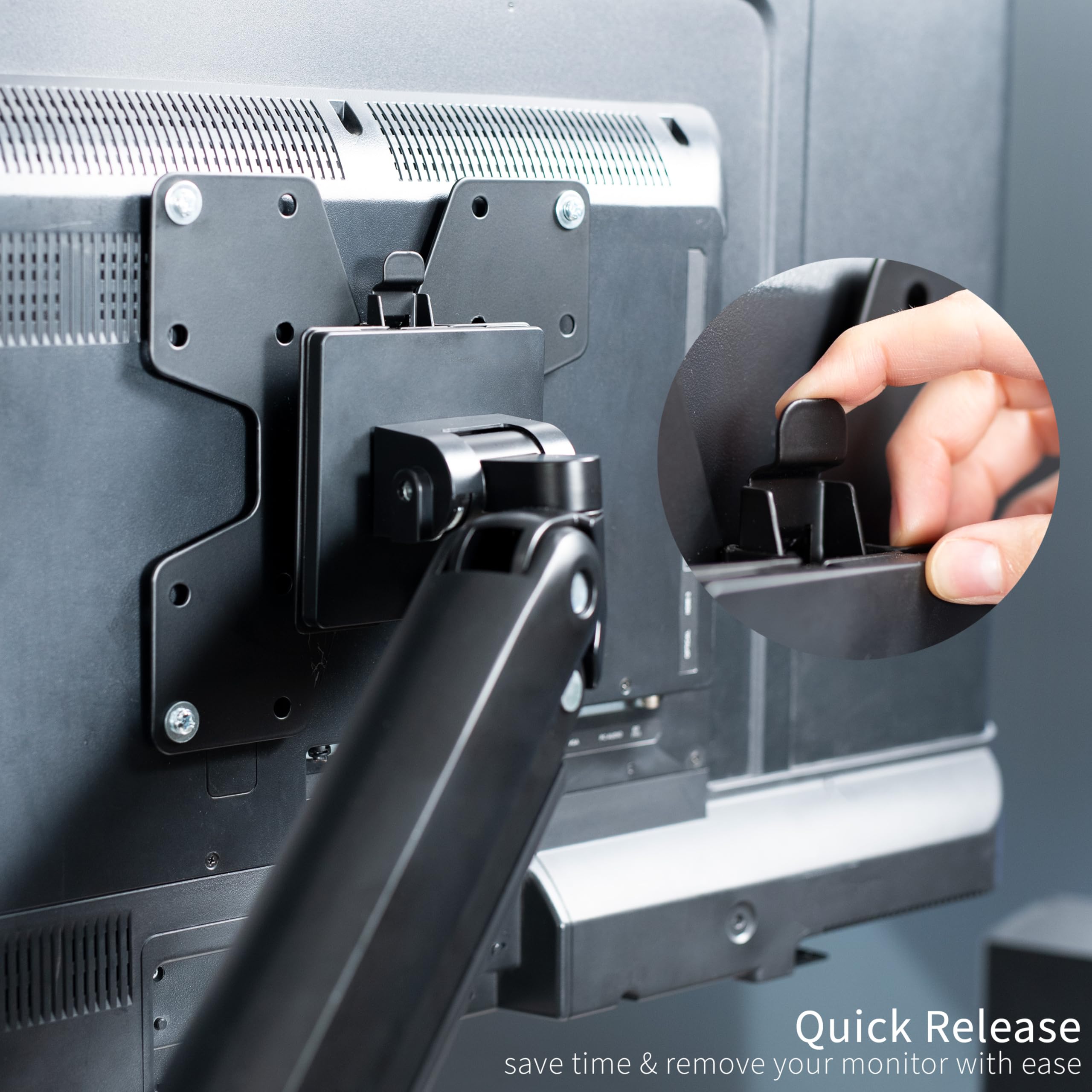 VIVO Large VESA Mount Quick Release Bracket Kit - Black Stand Attachment for Easy LCD Monitor & TV Screen Mounting, STAND-VAD2H